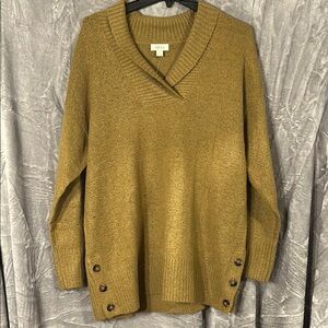 Cozy Camel Sweater with Button Accents